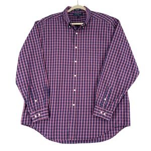 Hathaway Sport‎ Pinpoint Oxford Plaid Long Sleeve Button Down Shirt Mens XL
